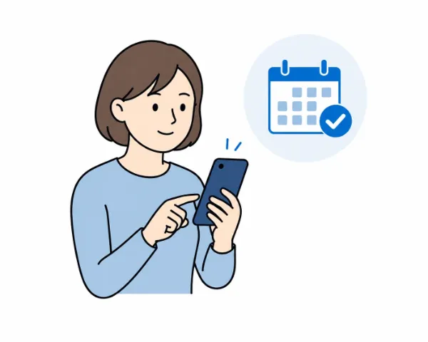 スマートフォンで予約する様子のイラスト